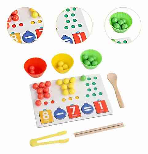 JUEGO DE MESA MATEMÁTICO BOLITAS MADERA