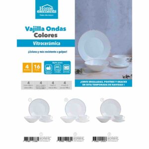 VAJILLA VITROCERAMICA X16 HOME ELEMENTS