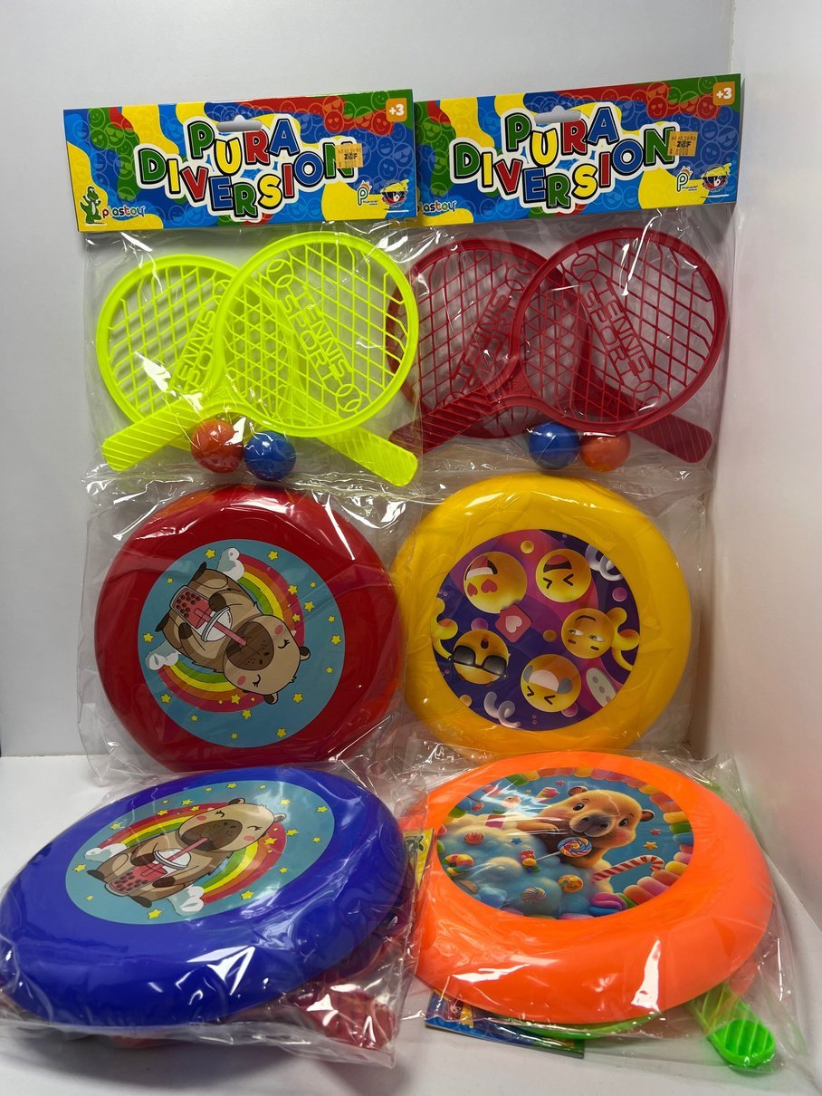 KIT FRISBY + RAQUETA NEON PEQUEÑA