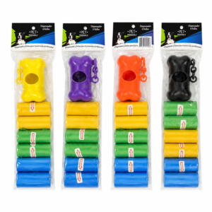 PORTA BOLSAS MASCOTA CON 6 ROLLOS