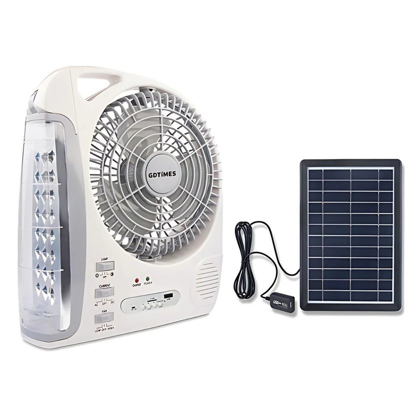 VENTILADOR RECARGABLE 8 PG PANEL SOLAR + LAMPARA