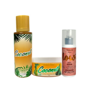 Kit de Splash y Mantequilla Corporal con Escarcha + Perfume del cabello (Coconut,Glowy)